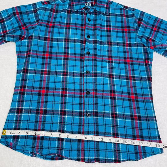 Vintage 90s Plaid Flannel Shirt Mens Small Womens Medium Plaid Flannel Blue Red - Picture 13 of 16